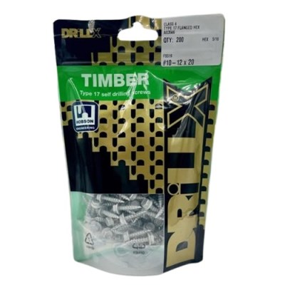 Timber Screw 12g-11 x 25mm Class 4 Hex Head Self Drilling Type 17 - Pack of 100 2